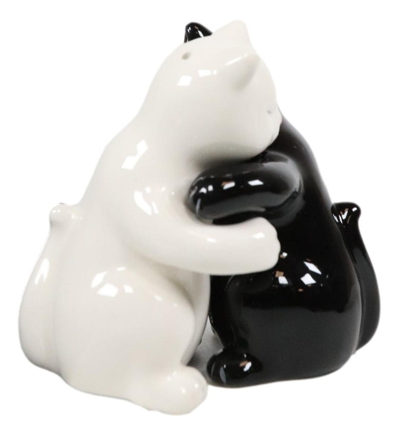 Ebros Colorful Ceramic Black White Cats Couple Hugging Dancing Salt Pepper Shakers Set