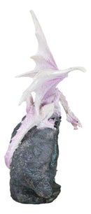 Pink Dragon Guarding Colorful LED Quartz Faux Geode Rock Crystal Cove Figurine