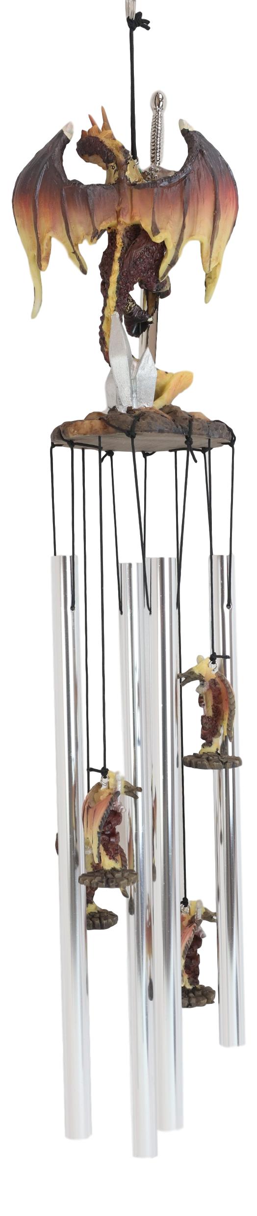 Excalibur Sword Fire Night Dragon Resonant Relaxing Wind Chime Garden Patio