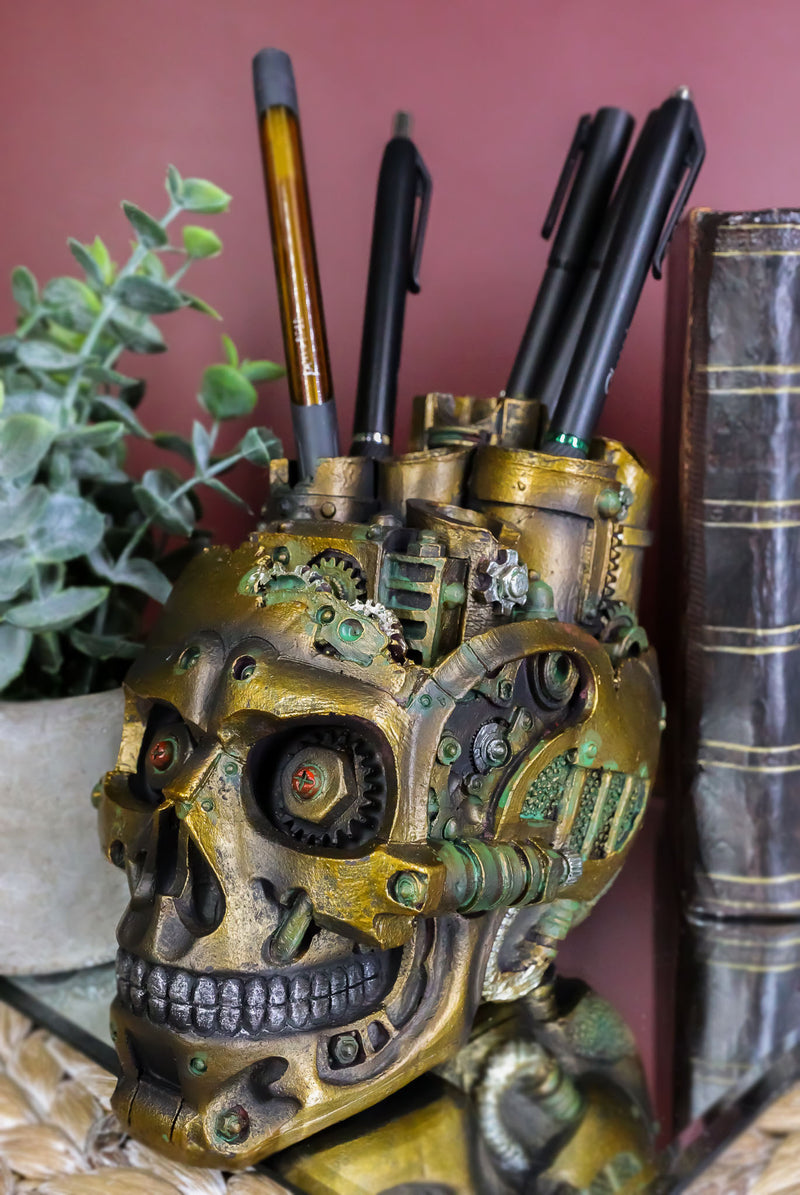 Ebros Steampunk Skull Decorative Box Skull Bowl Jewelry Trinket Storage Stash