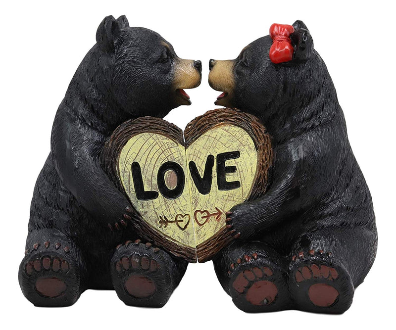 Ebros Love is in The Air Black Bear Couple Kissing and Holding Hands 2 Piece 5"H