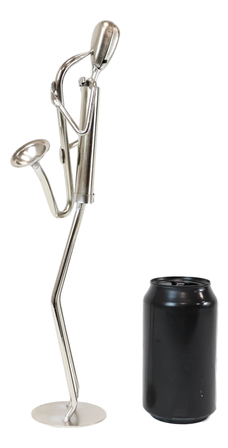 Decorative Hand Made Recycled Steel Metal Saxophone Instrument Player Musician Statue