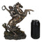 Rustic Western Desert Rodeo Cowboy On Rearing Horse With Lasso Ropes Figurine