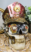 Steampunk Cyborg Police Inspector Officer Skull With Hat Geared Goggles Figurine