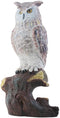 Ebros 9 Inch Brown and White Owl Sitting on Dark Brown Tree Stump