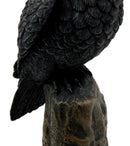 Ebros Dark Raven Crow Scavenger Bird Perching On Tree Stump Figurine 6"H
