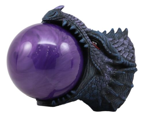 Ebros Giant Serpentine Bahamut Fire Dragon With Purple Sand Storm Ball Figurine - Ebros Gift