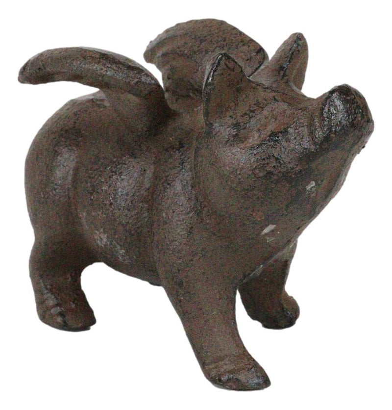 Cast Iron Small Whimsical Flying Pig Angel Decorative Statue Desk Paperweight