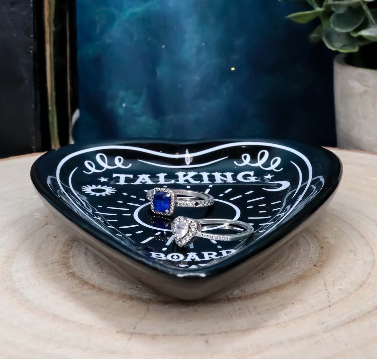 Ouija Talking Spirit Board Planchette Heart Bone China Trinket Jewelry Dish - Ebros Gift
