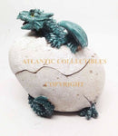 Ebros Fantasy Aqua Dragon Egg Hatchling Decorative Box Figurine 5" Long