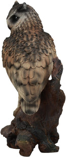 Realistic Nature Wildlife Eurasian Eagle Owl Perching On Tree Statue 14.25"Tall