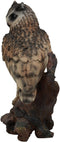 Realistic Nature Wildlife Eurasian Eagle Owl Perching On Tree Statue 14.25"Tall