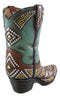 Rustic Western Cowboy Cowgirl Silver Beads Turquoise Boot Flower Vase Decor 7"H