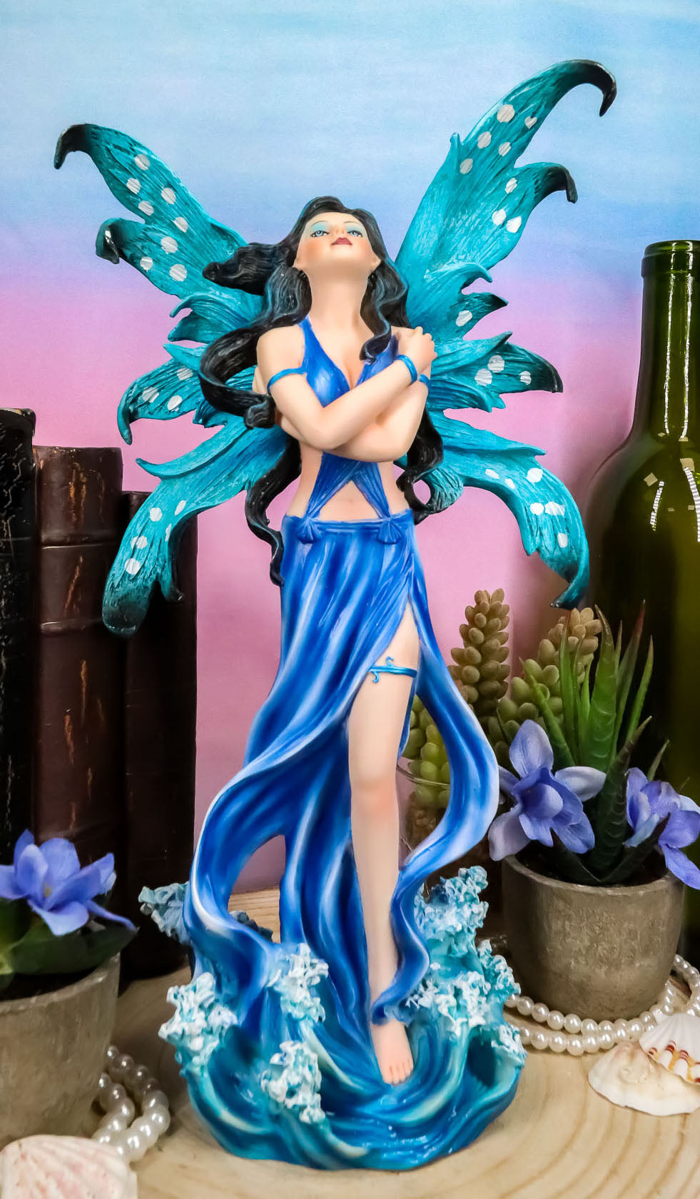 Ebros Water Elemental Fairy Goddess Statue 12"Tall Ocean Aphrodite Fairy Rising Over Waves Figurine - Ebros Gift