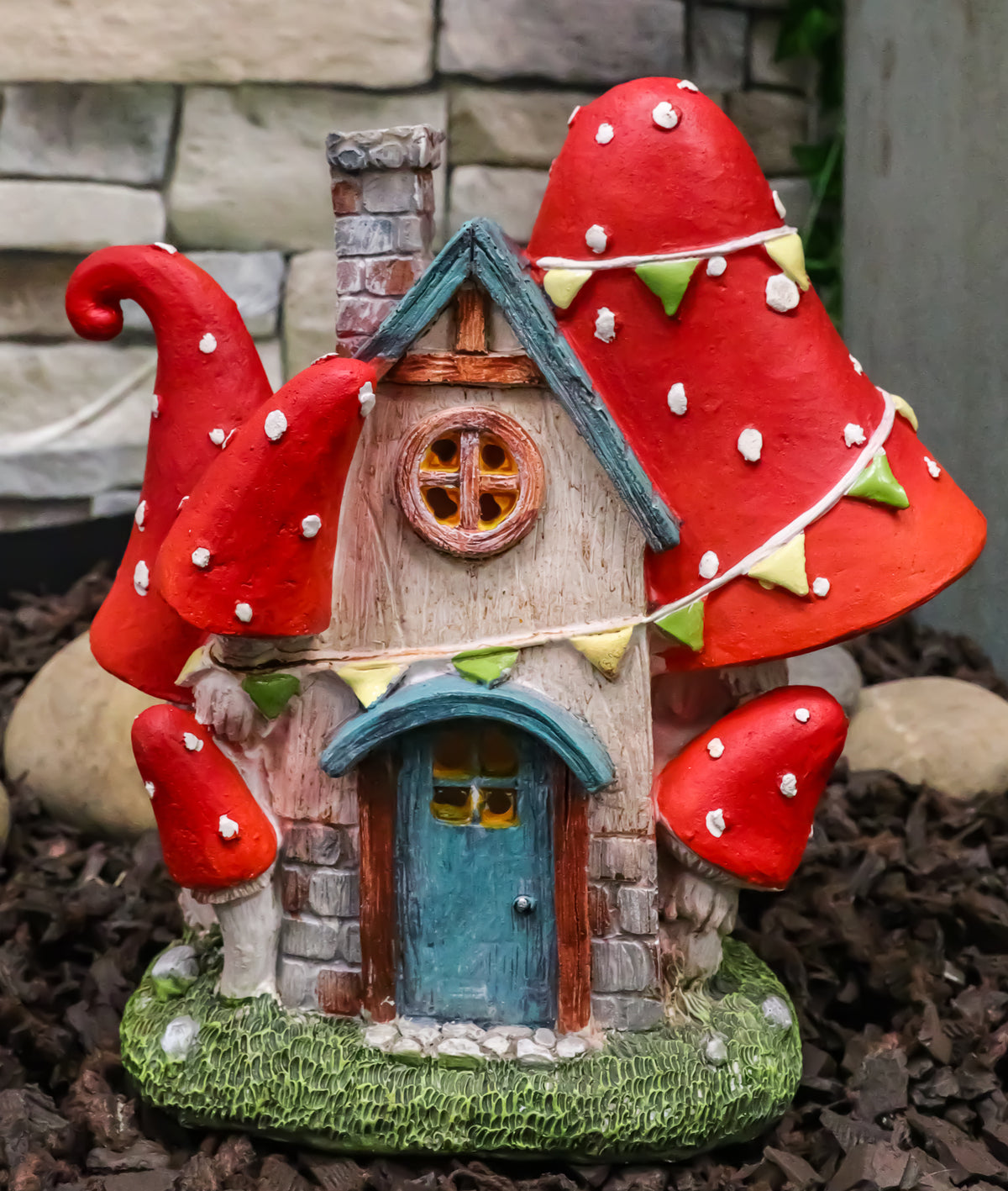 Fantasy LED Light Enchanted Fairy Garden Toadstool Mushrooms Mini Cottage House - Ebros Gift