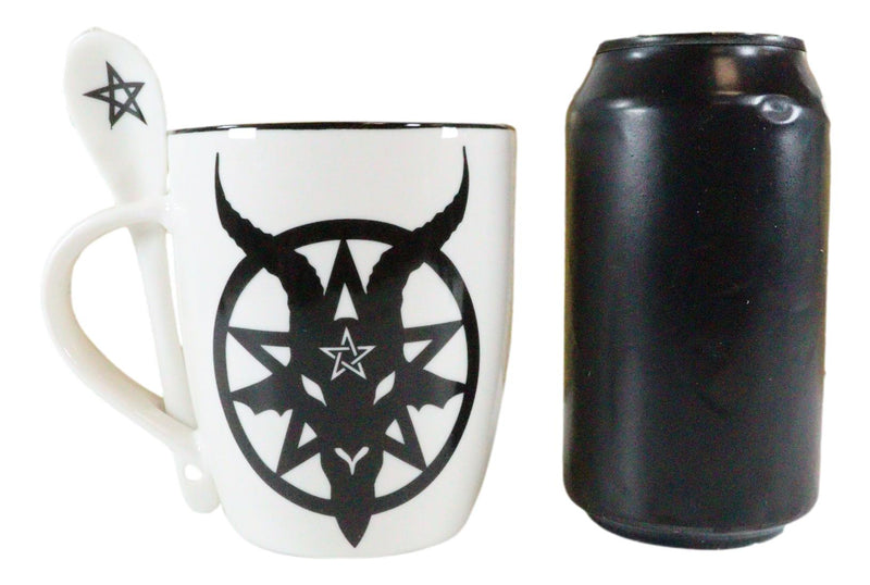 Ebros Occult Sigil Of Baphomet Sabbatic Goat Bone China Mug And Spoon Set