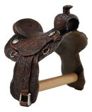 Ebros Western Tooled Pattern Horse Saddle Decorative Toilet Paper Holder 7.5"H