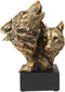 Ebros Gift 9" Tall Gray Wolf and Pup Head Bust Figurine with Black Pedestal