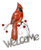 Rustic Country Red Cardinal Bird Perching On Branch Welcome Sign Wall Decor