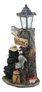 Summer Naps Lazy Bear With Raccoon Friends Welcome Sign Statue With Solar Light