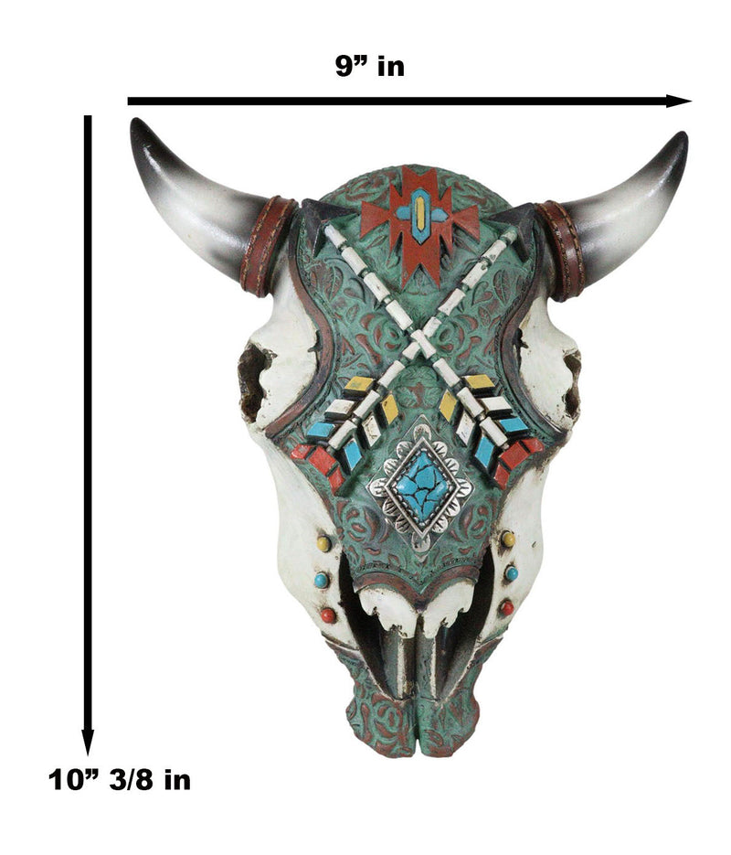 Southwestern Boho Chic Crossed Arrows Navajo Bull Cow Skull Wall Decor Plaque