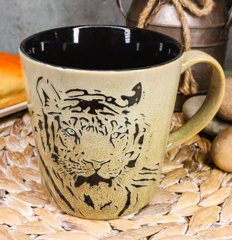 Ebros Jungle Bengal Tiger Face Mug 16 Oz Glazed Stoneware Ceramic Coffee Cup