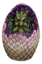 Small Green Sulking Baby Dragon In Colorful LED Light Faux Crystal Geode Egg