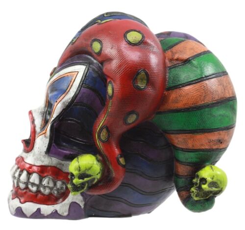 Jester Clown Harlequin Joker Skull Figurine 4"H Cool DOD Skeleton Collectible