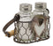 Ebros Gift Galvanized Metal Rustic Vintage Farm Milk Wire Basket Crate With Chicken Rooster Sign Salt And Pepper Shakers Display Holder Set 5.25"High