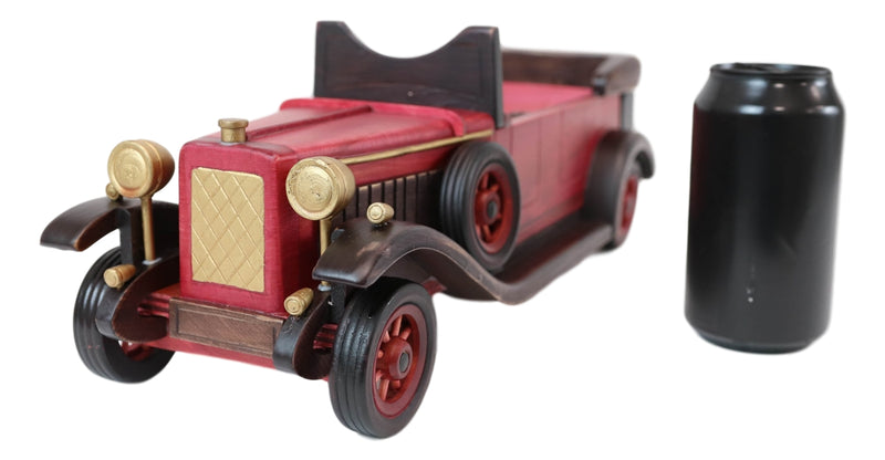 Hand Made Wood Retro Style Pink Cabriolet Convertible Car Wine Holder Figurine