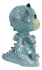 Whimsical Cute Blue Sulky Baby Dragon Wyrmling With Magenta Spots Mini Figurine