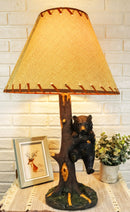 Ebros Whimsical Black Bear Hanging On Tree Branch Table Lamp with Shade 22"H