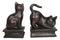 Sitting And Crouching Feline Cat Resin Bookends 7" Tall Abstract Cat Statue Set