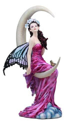 Large Amethyst Moon Celestial Butterfly Fairy Statue 11"Tall By Nene Thomas
