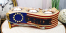 Patriotic Union Stars American Pride Flag 3 Tea Light Votives Candle Holder