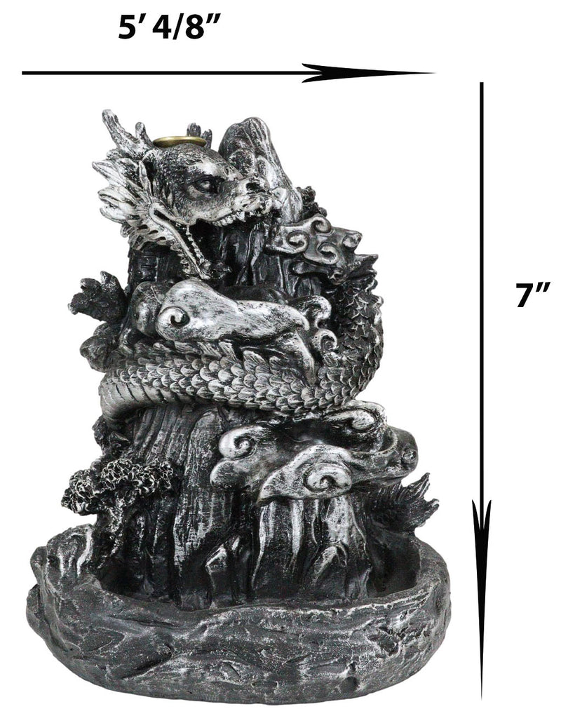 Feng Shui Oriental Dragon King On Rocky Mountain Backflow Cone Incense Holder