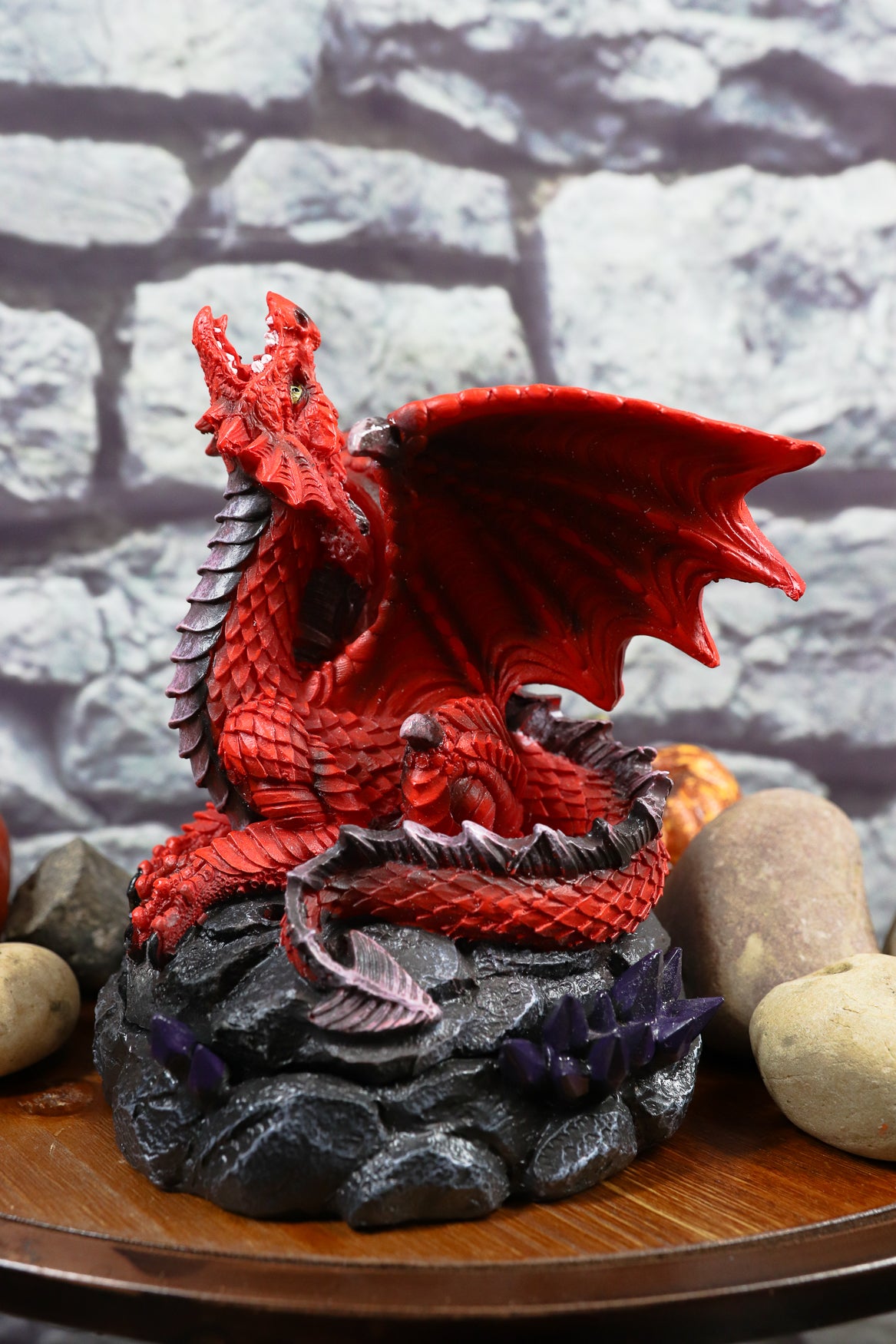 Ebros Smoke Fire Breathing Smaug Red Dragon Backflow Incense Cone Burner Statue Decor - Ebros Gift