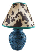 Indian Tribal Southwest Navajo Vector Turquoise Petite Vase Table Lamp W/ Shade