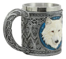 Ebros Celtic Direwolf Ghost White Wolf Coffee Mug 14oz Animal Totem Spirit Wolf Mug