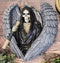 Gothic Grim Reaper Skeleton with Angel Wings Holding Scythe Heart Wall Decor