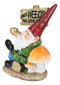Mr Gnome Grandpa Smoking Pipe By Toadstool Mushrooms And Free Weeds Sign Statue