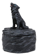 Ebros Gift Single Howling Gray Alpha Wolf Mini Rounded Jewelry Decorative Box Figurine As Decor of Timberwolves Wolves in Cries of The Night Moon Light Animal Totem Spirit Sculpture Accessory