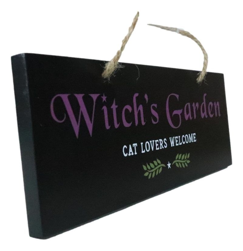 Halloween Witchraft Wicca Witch's Garden Cat Lovers Welcome MDF Wood Wall Sign