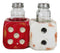 Casino Gambler Red And White Distressed Double Dice Salt Pepper Shakers Holder