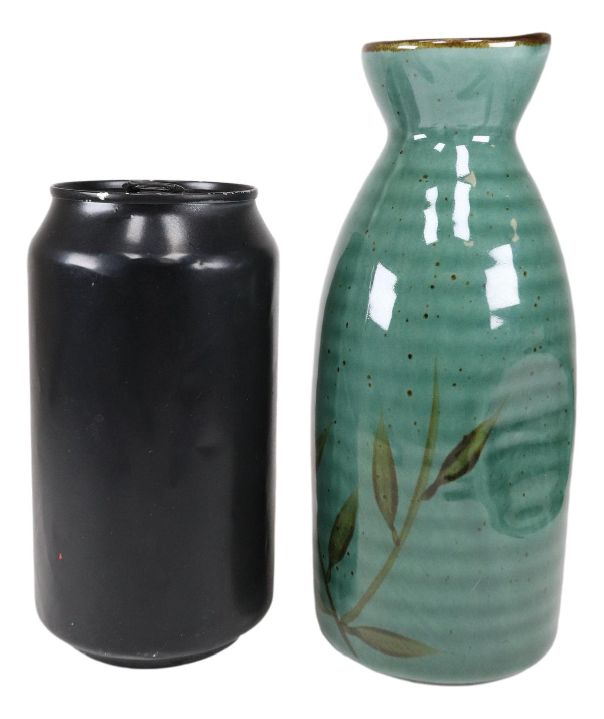 Ebros Japanese Design Porcelain Wetlands Reed Rice Wine Sake Flask With Four Cups Set - Ebros Gift