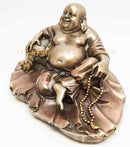 Ebros 11" Long Lucky Happy Buddha Resting on Fortune Coins Wealth Bodhisattva Sculpture Statue - Ebros Gift