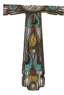 Rustic Southwestern Turquoise Ornate Patterns Western Star Concho Wall Cross
