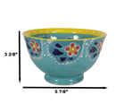 Ebros Set of 4 Luxury Ottoman Style Textured Dining Bowls 5.75"Diameter Made Of Ceramic Ideal For Home Decor Dinnerware & Giftware (Ocean Blue)