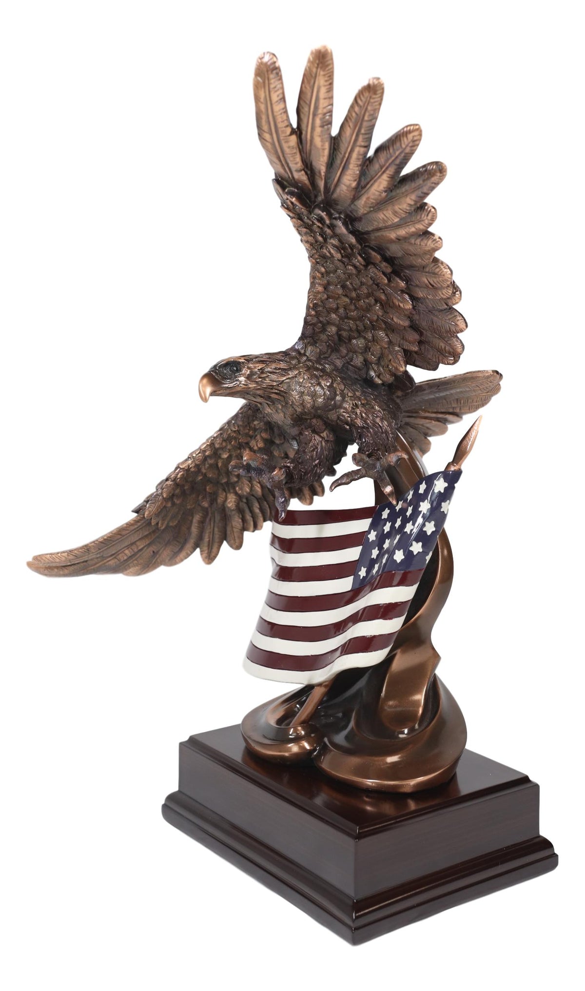 Ebros Bald Eagle Soaring Over The Star Spangled Banner American Flag Statue - Ebros Gift