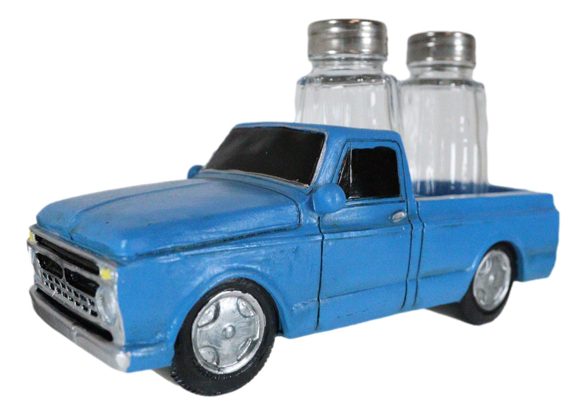 Country Rustic Vintage Blue Highboy Pickup Truck Salt And Pepper Shakers Holder